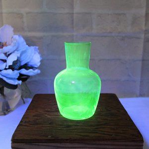 URANIUM GLASS DECANTER bedside water bottle, glow glass vase vaseline vase